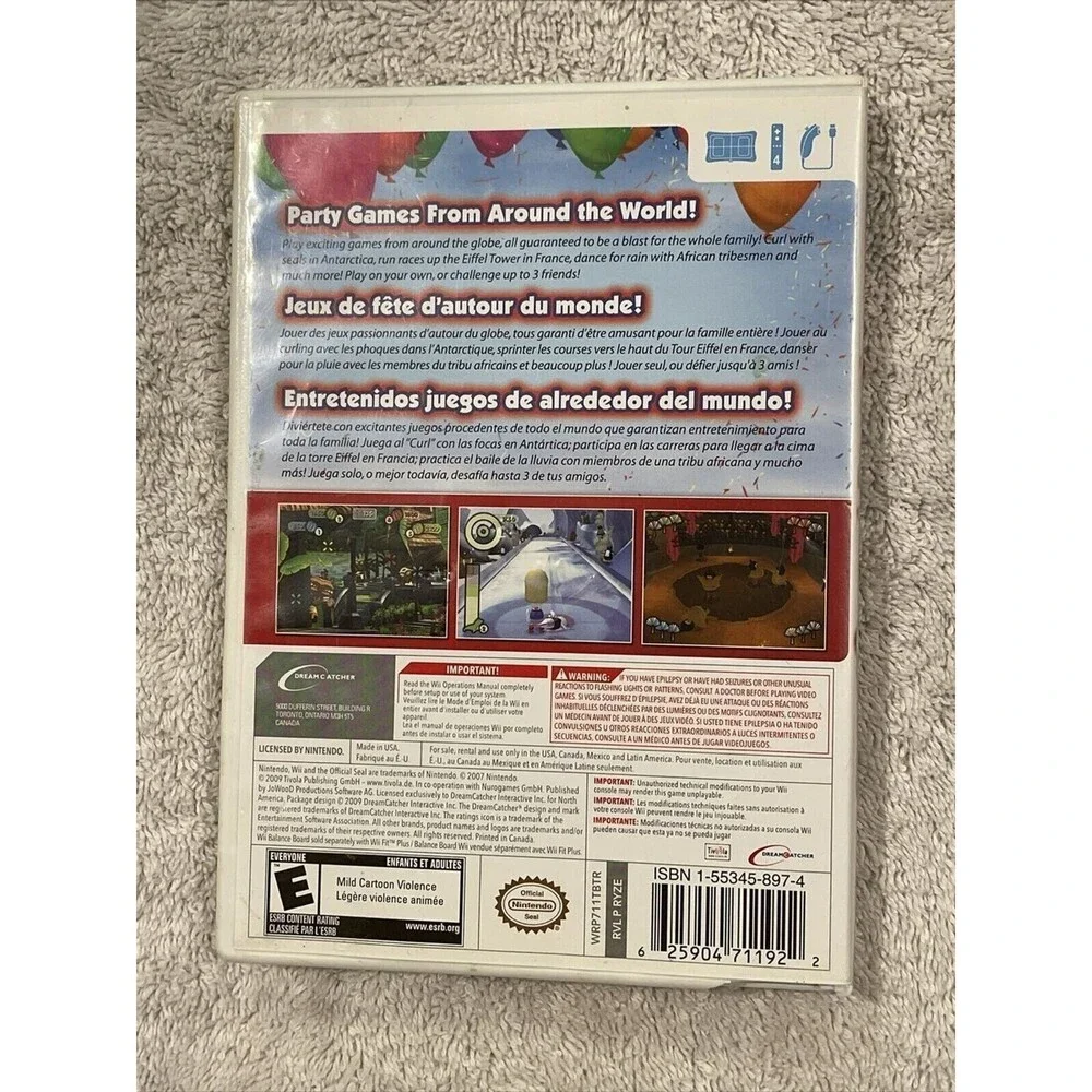 World Party Games (Nintendo Wii) TESTED COMPLETE CASE DISC BOOK Video Game